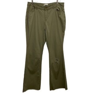Cato Olive Green High Rise Lightly Distressed Pants Size 16W